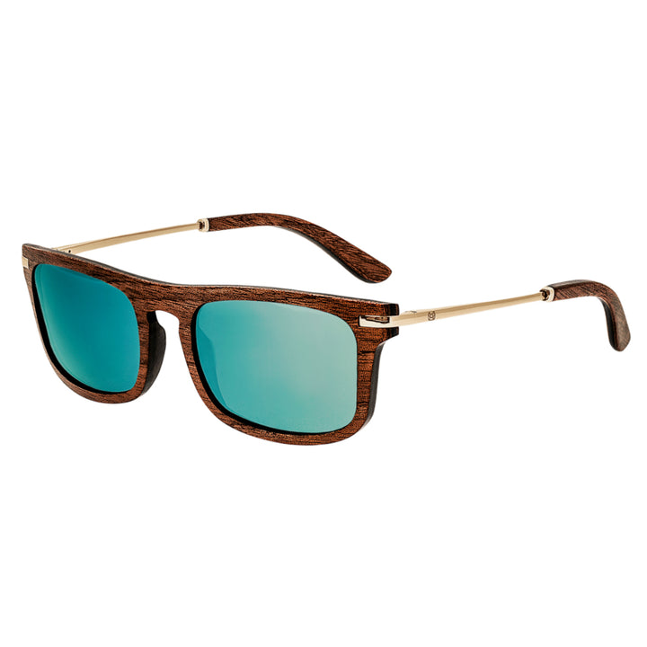 Earth Wood Queensland Polarized  Sunglasses Gold/Blue