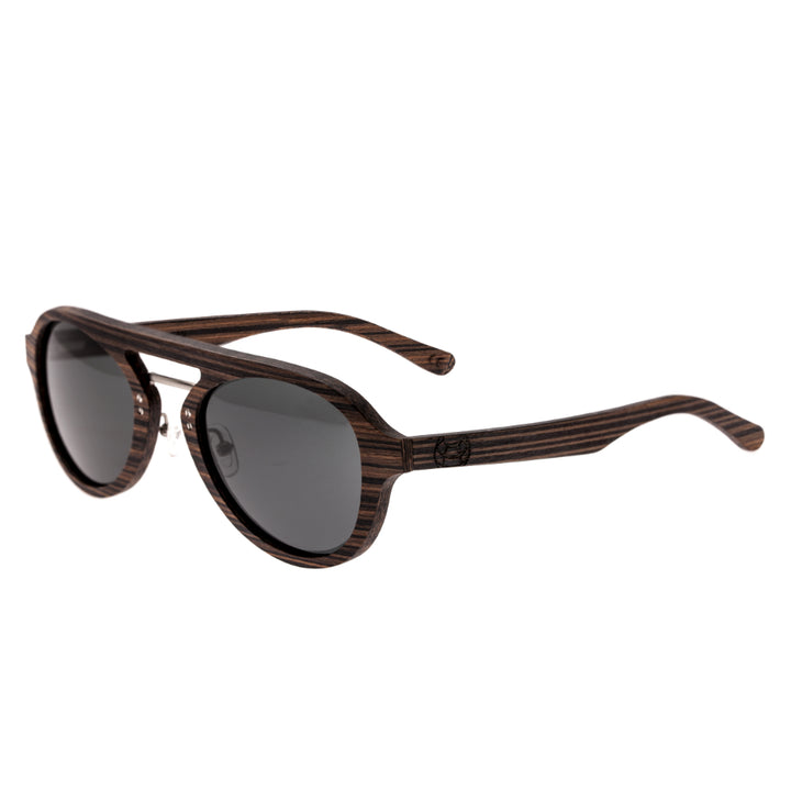 Earth Wood Cruz Polarized  Sunglasses Brown Stripe/Black