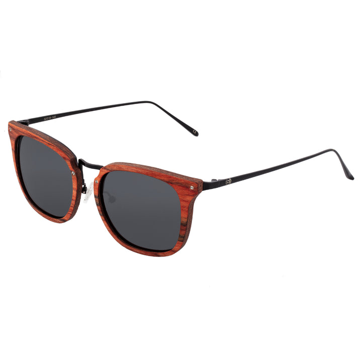 Earth Wood Nosara Polarized  Sunglasses Red Rosewood/Black