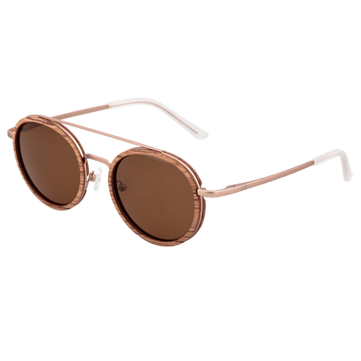 Earth Wood Binz Polarized  Sunglasses Rose Gold/Brown