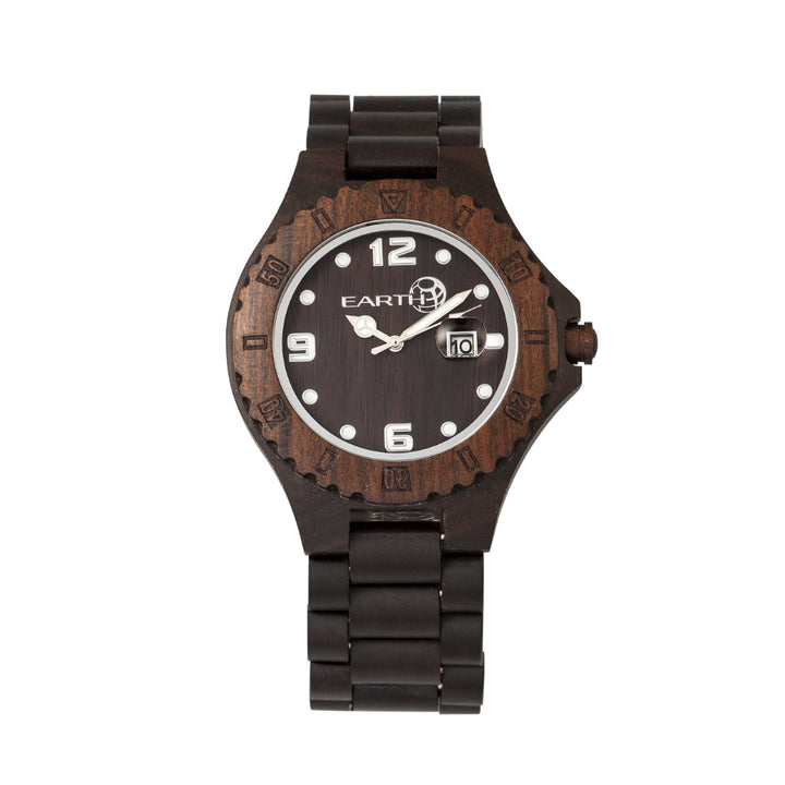 Earth Wood Raywood Bracelet  Watch w/Date Dark Brown