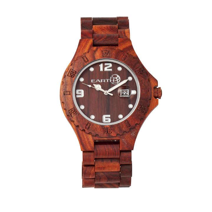 Earth Wood Raywood Bracelet  Watch w/Date Red