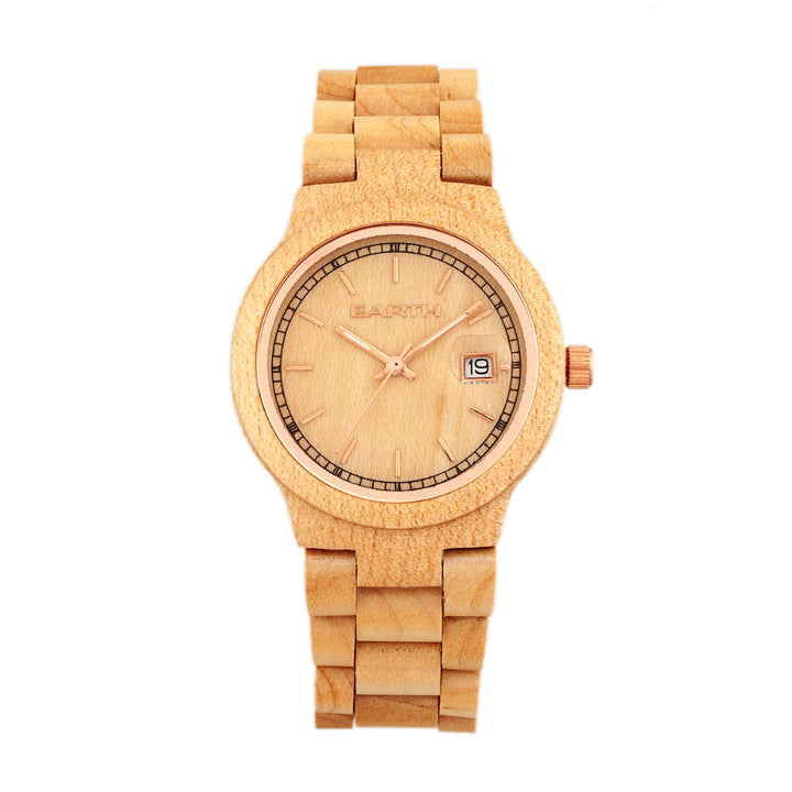 Earth Wood Biscayne Bracelet  Watch w/Date - Khaki/Tan