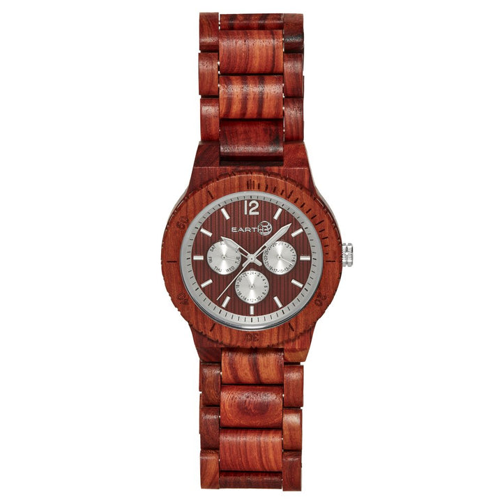 Earth Wood Bonsai Bracelet  Watch w/Day/Date Red