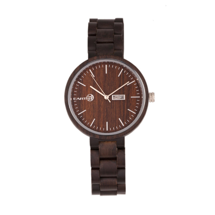 Earth Wood Mimosa Bracelet  Watch w/Day/Date Dark Brown