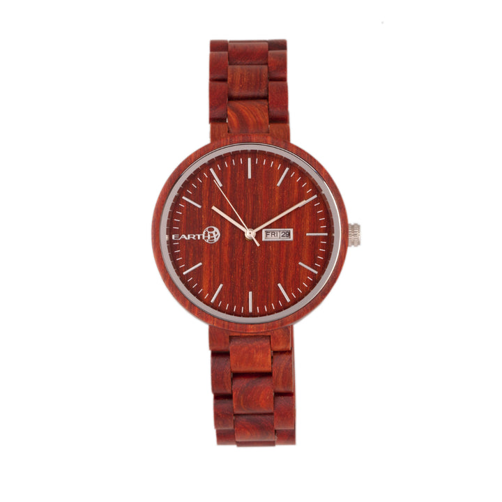 Earth Wood Mimosa Bracelet  Watch w/Day/Date Red